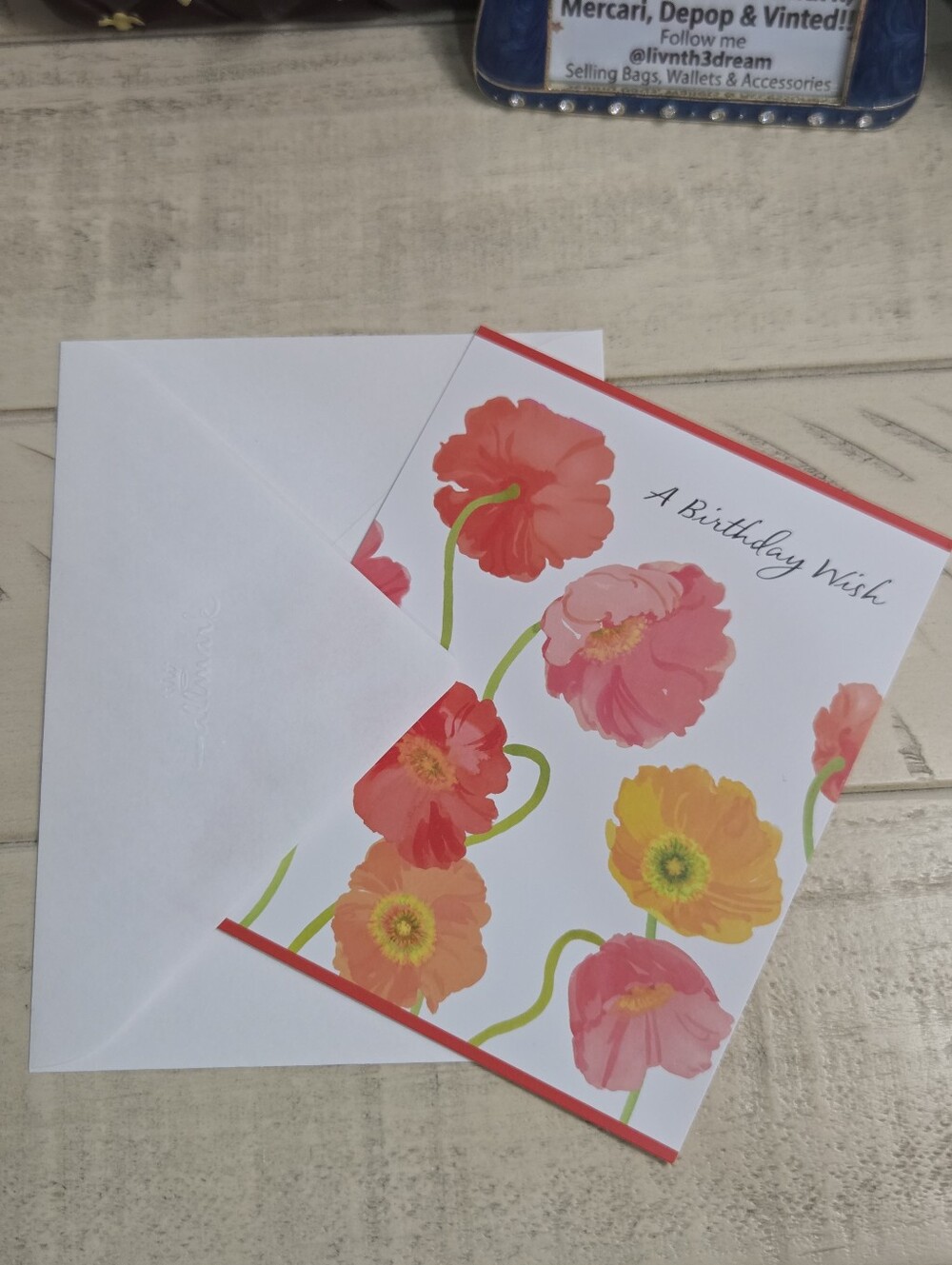 Hallmark Watercolor Poppy Floral Birthday Card with Envelope - "A Birthday Wish"